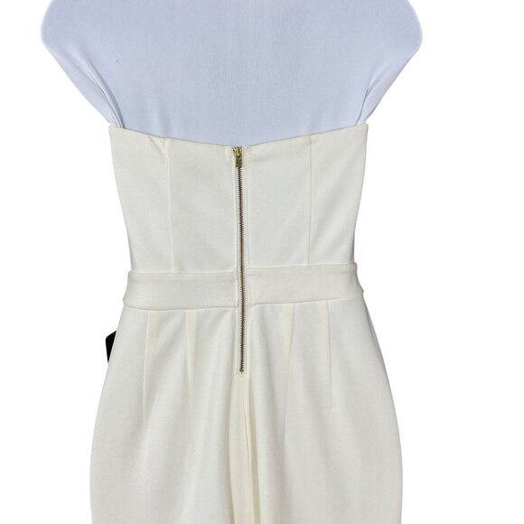 Express Strapless Lined Ivory Jumpsuit Exposed Back Zip Pockets Boning Sz O NWT - Picture 4 of 9